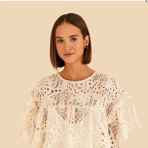 Elegant Eyelet Lace Top - Cream